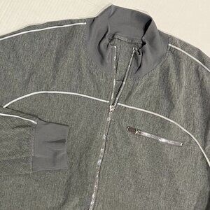 Jaanuu Women's 3XL‎ Grey Zipper Long Sleeve Zip-Up Scrub Bomber Jacket